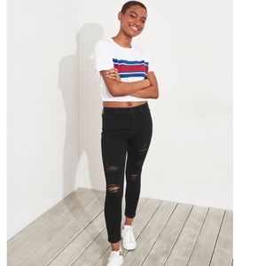 Hollister High Rise Black Cropped Skinny Jeans